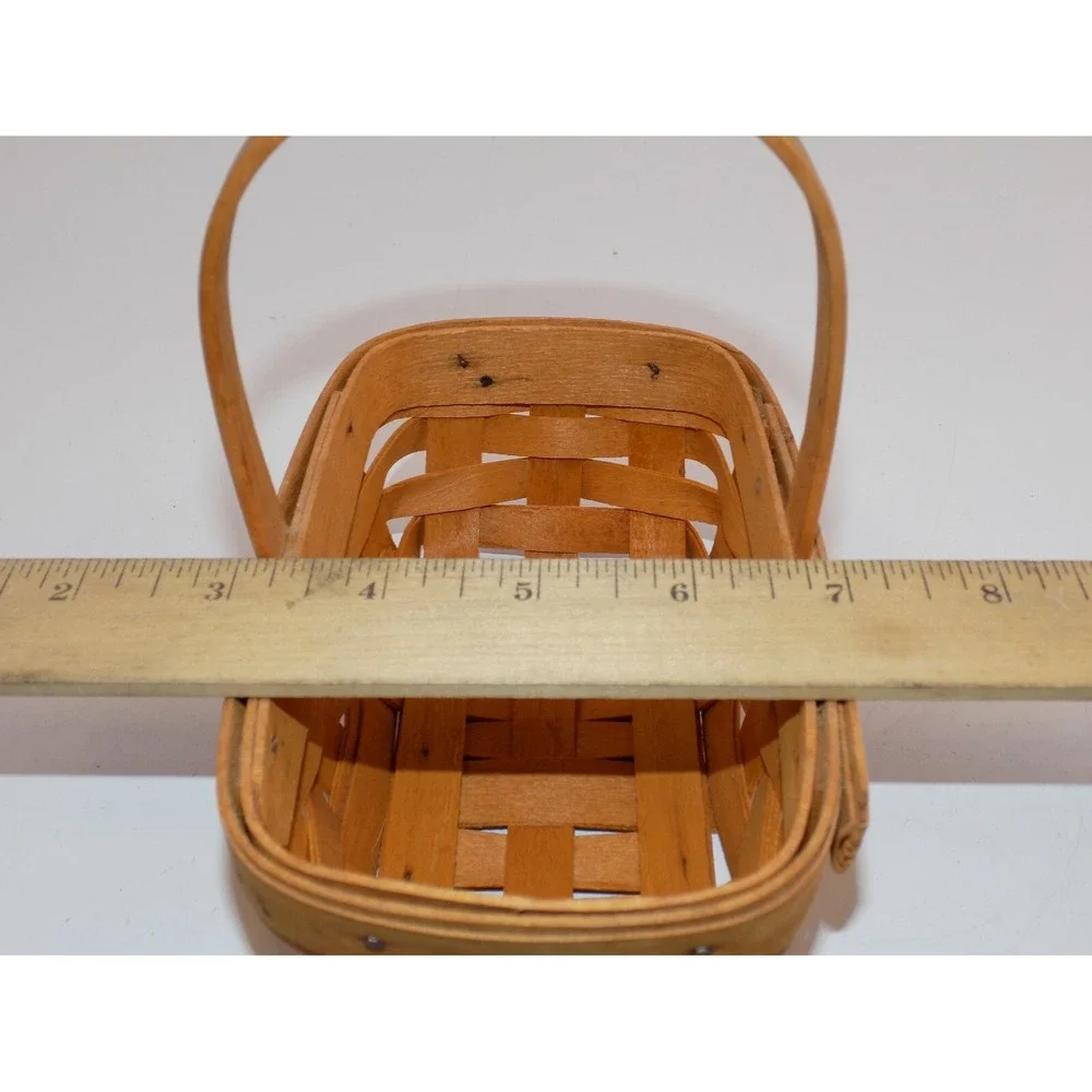 Parsley Booking Basket Woven Small Rectangle w/ Handle 1999 Longaberger Vintage